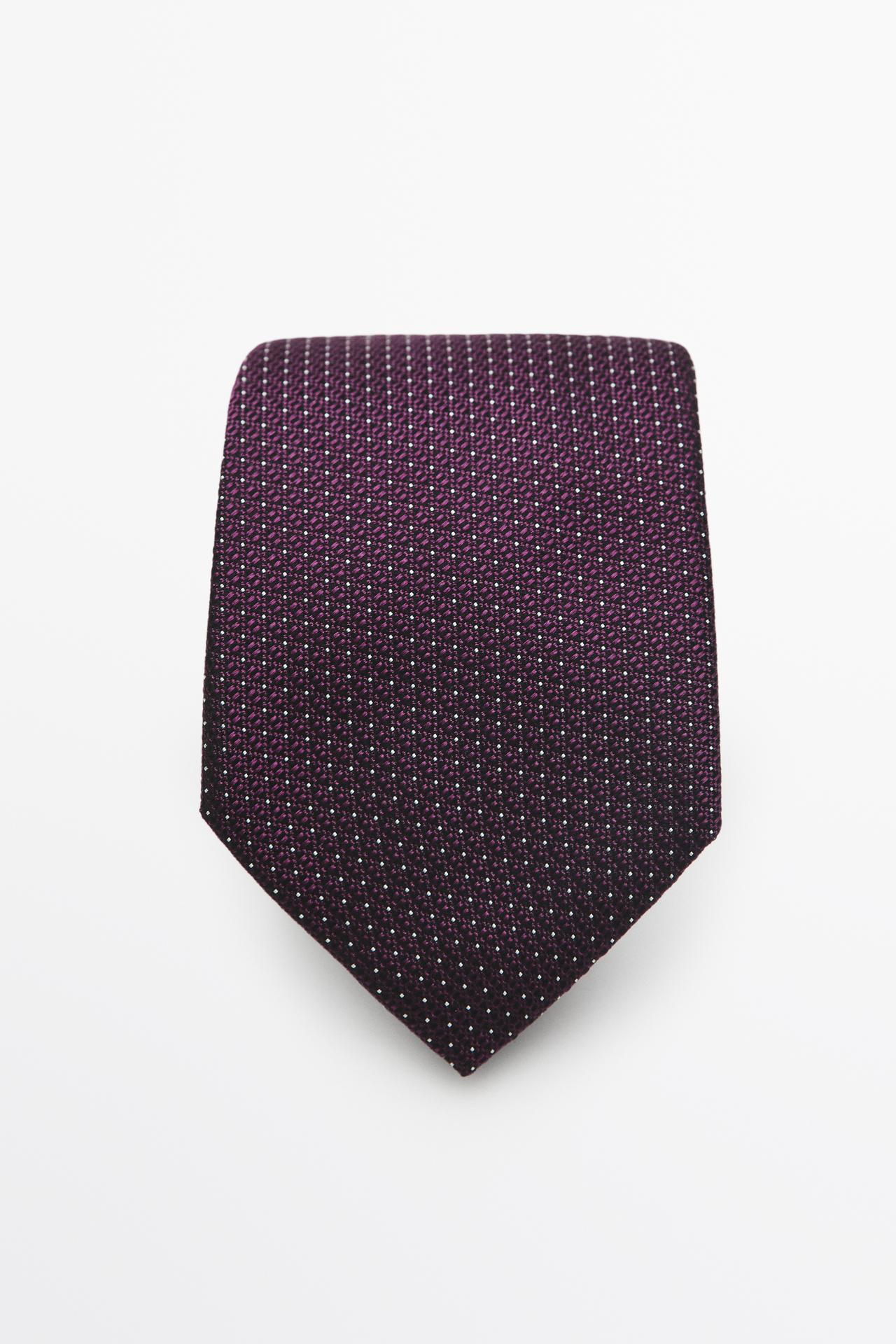 100% silk micro-polka dot tie — white