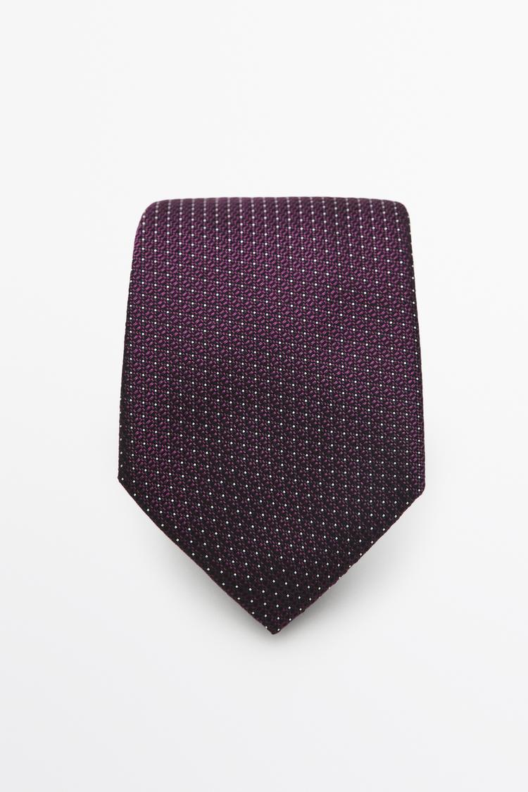 100% silk micro-polka dot tie — white