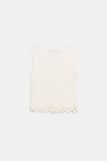 TOP EN MAILLE ET CROCHET AU BAS - Écru de Zara - Image 7