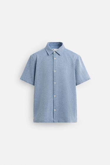 TEXTURED REGULAR FIT SHIRT - Blue/White by Zara