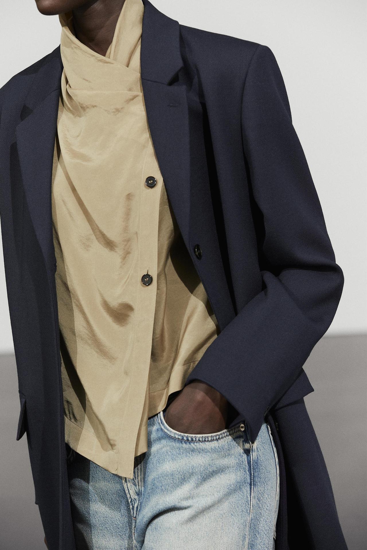 Wool blend double-breasted blazer — Navy blue