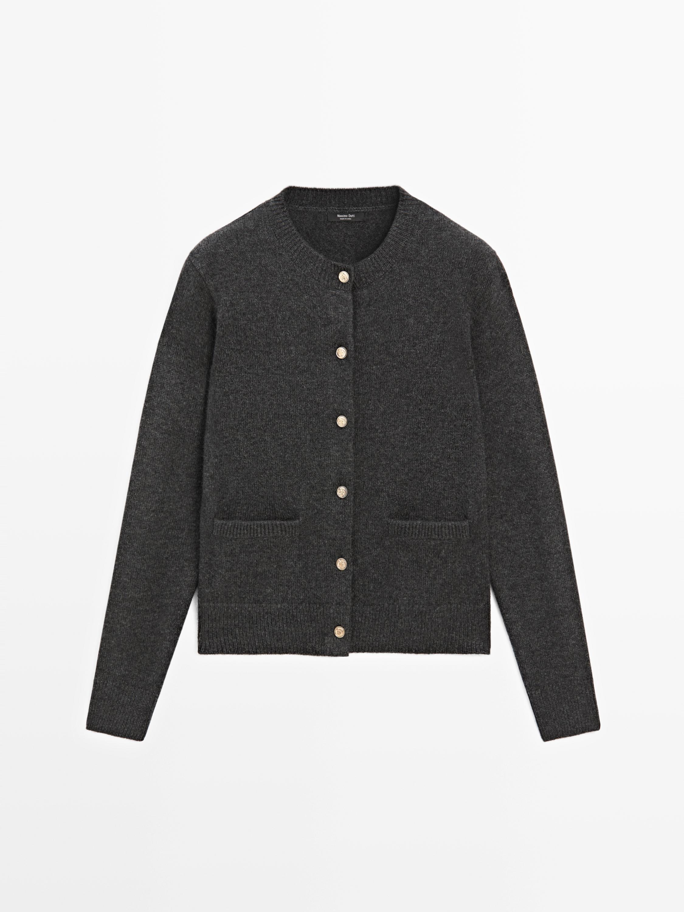 Knit cardigan with gold buttons