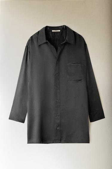 SILK SHIRT - Dark grey by Zara - Image 5