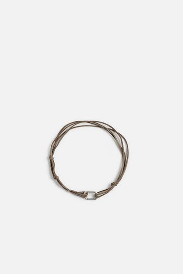 LEATHER EFFECT COMBINATION NECKLACE - Brown by Zara