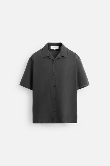 Zara COTTON VOILE SHIRT - Anthracite grey