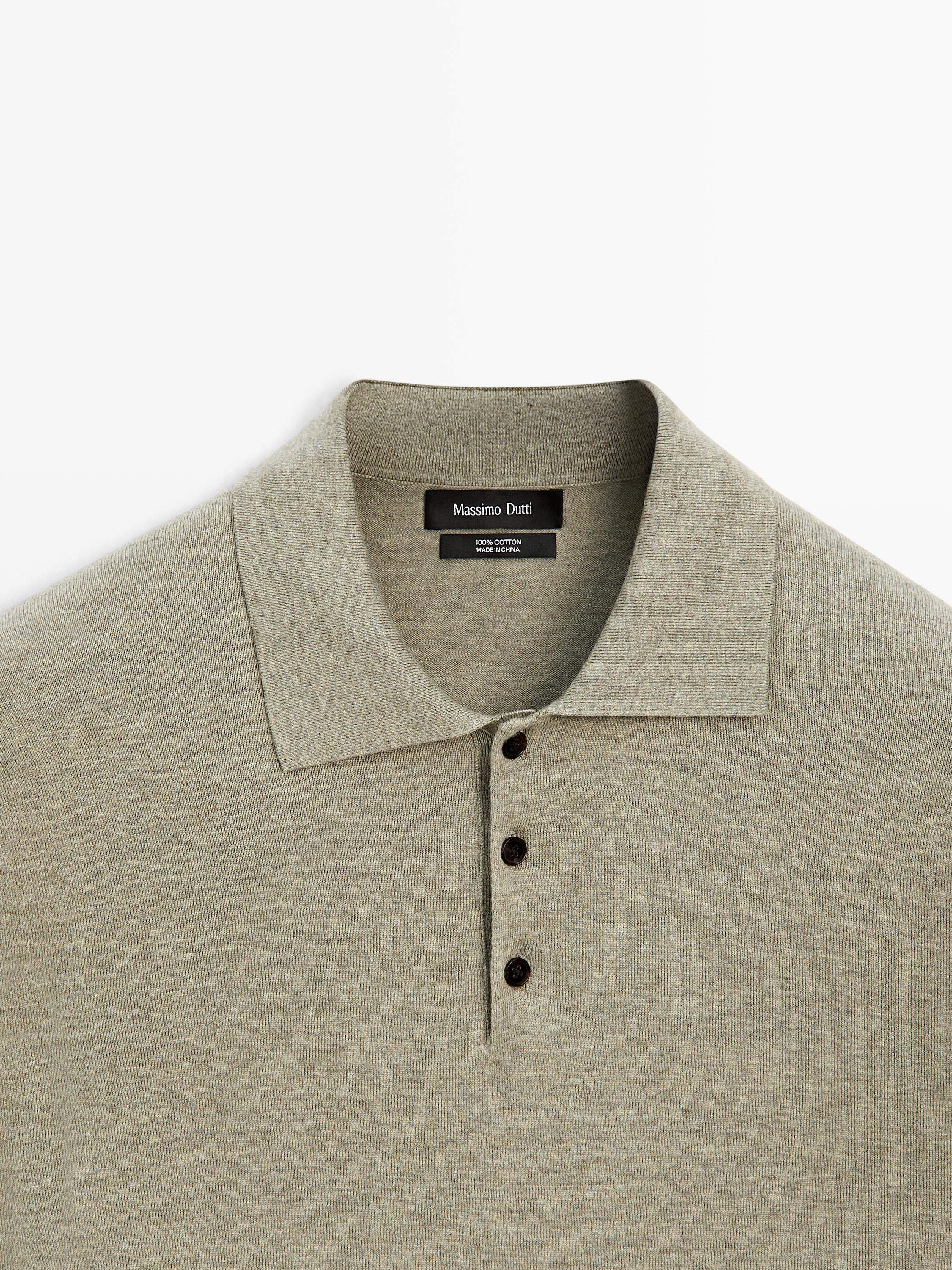 Cotton knit polo sweater