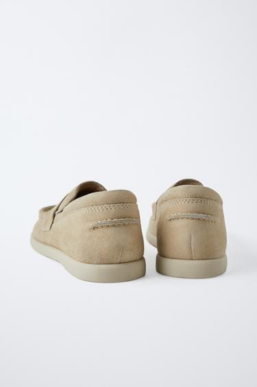 MOCASSINS MASQUE EN CUIR - Marron sable de Zara - Image 3