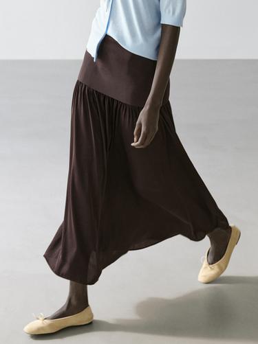 Zara Flowing contrast midi skirt - Brown