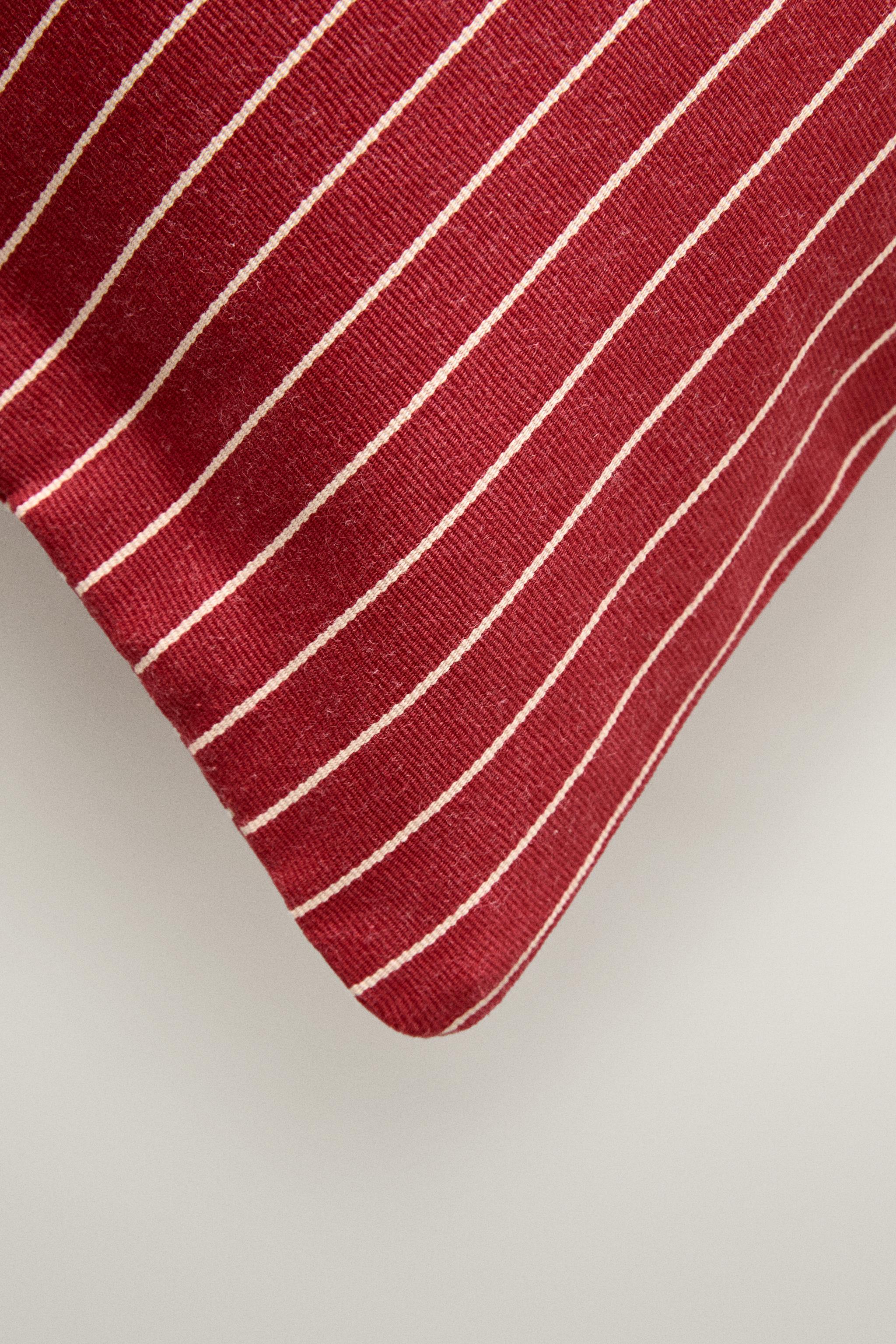 STRIPED COTTON THROW PILLOW COVER | KATHARINE POLE — Ecru / Red