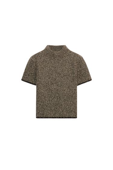 SHORT SLEEVE KNIT JUMPER - Brown / Taupe by Zara