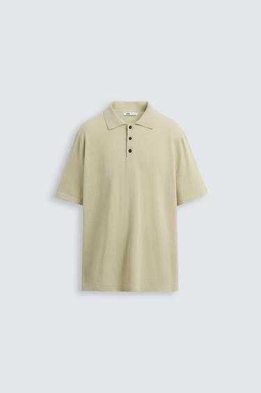 POLO DE TRICÔ COM LINHO - Bege da Zara