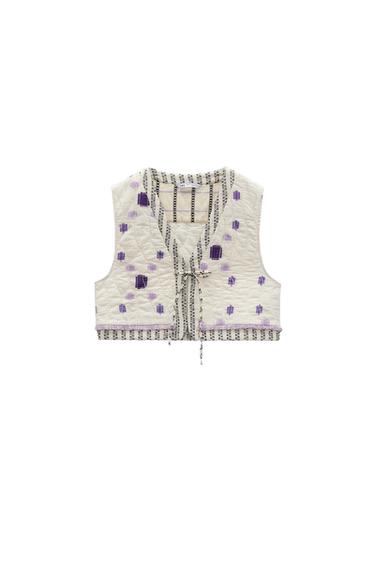 QUILTED GILET WITH FRINGING