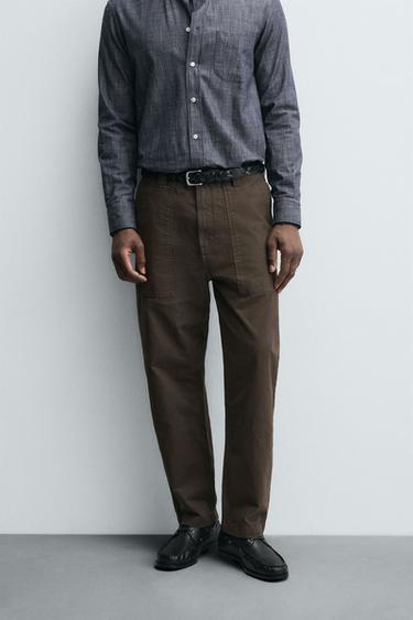 PANTALÓN STRAIGHT FIT LAVADO - Marrón de Zara