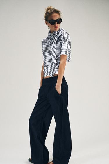 SUÉTER DE TRICÔ DE LISTRAS COM MANGA CURTA - listrado da Zara