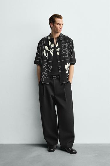 Zara ABSTRACT PRINT FLOWY SHIRT - Printed - Image 0