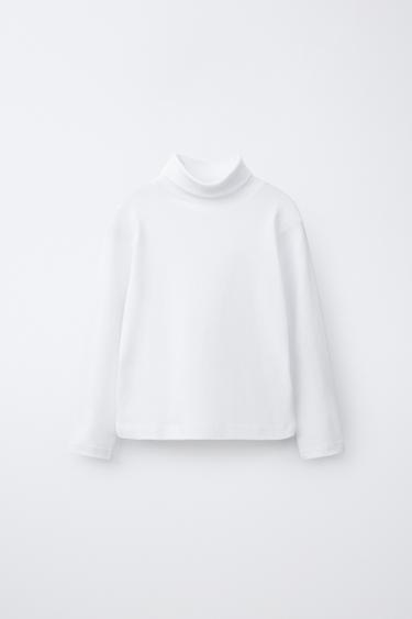 Zara PLAIN TURTLENECK T-SHIRT - White