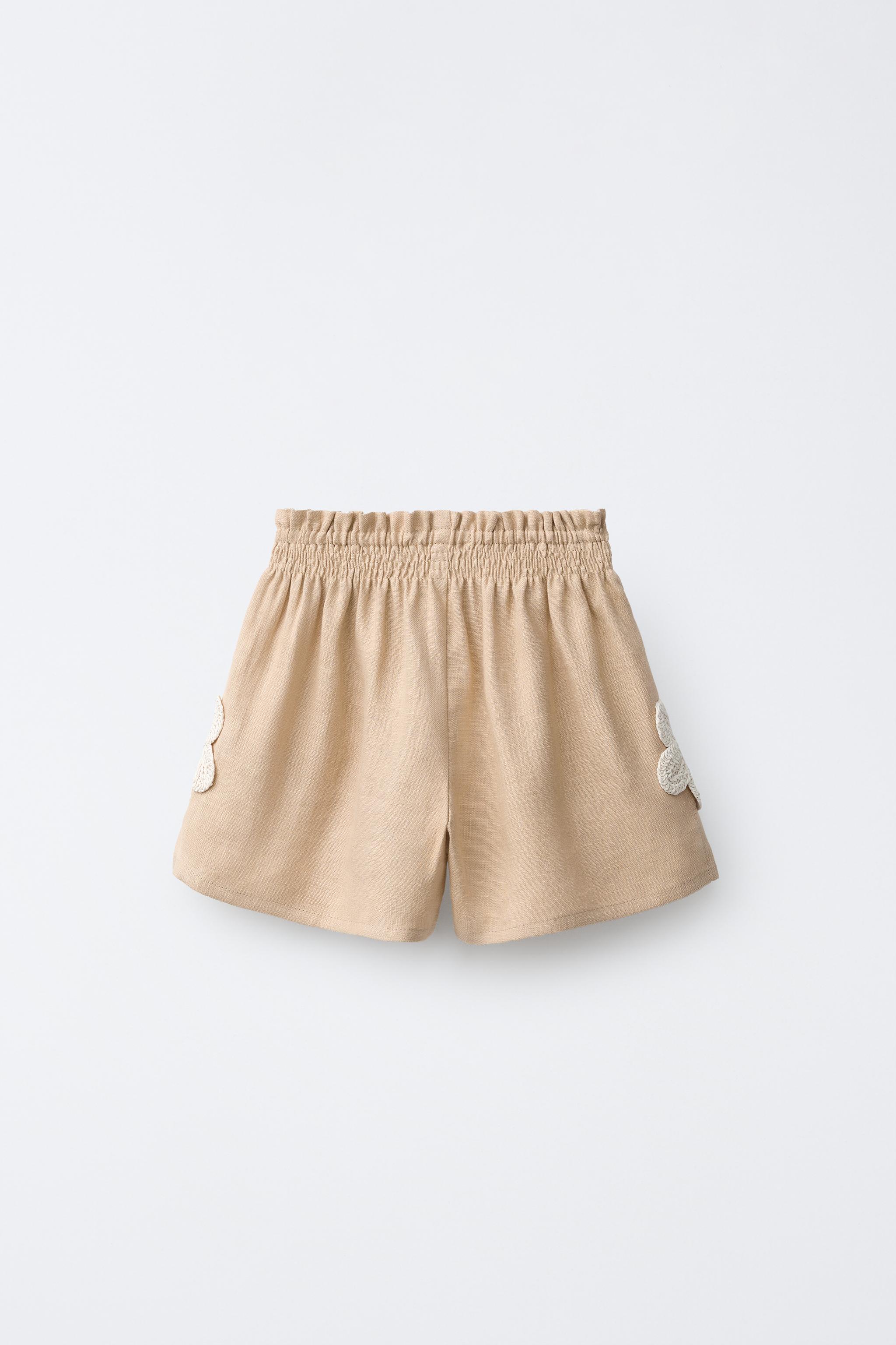 BERMUDA FLEURS CROCHET 100% LIN