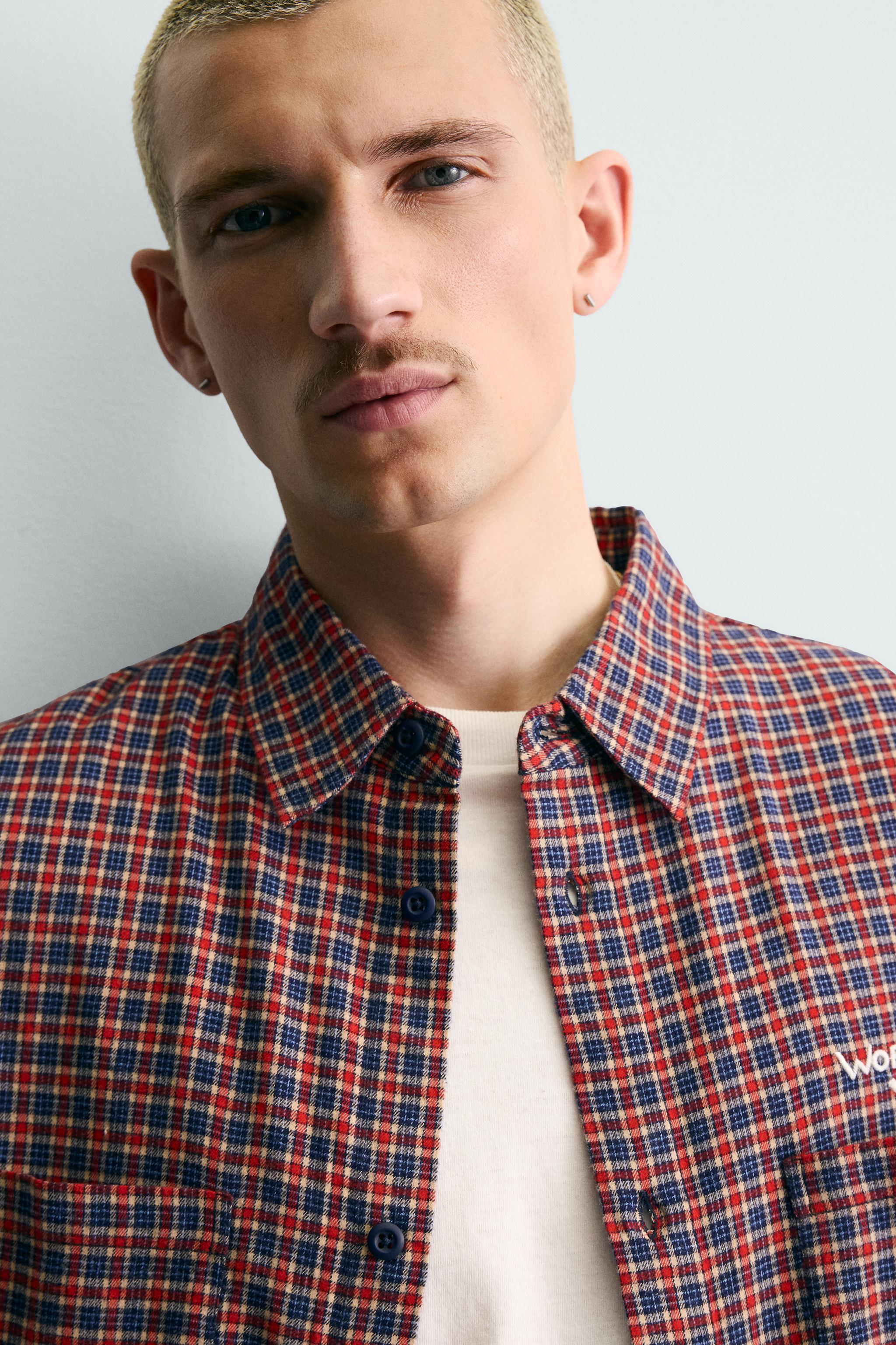 EMBROIDERED PLAID FLANNEL SHIRT