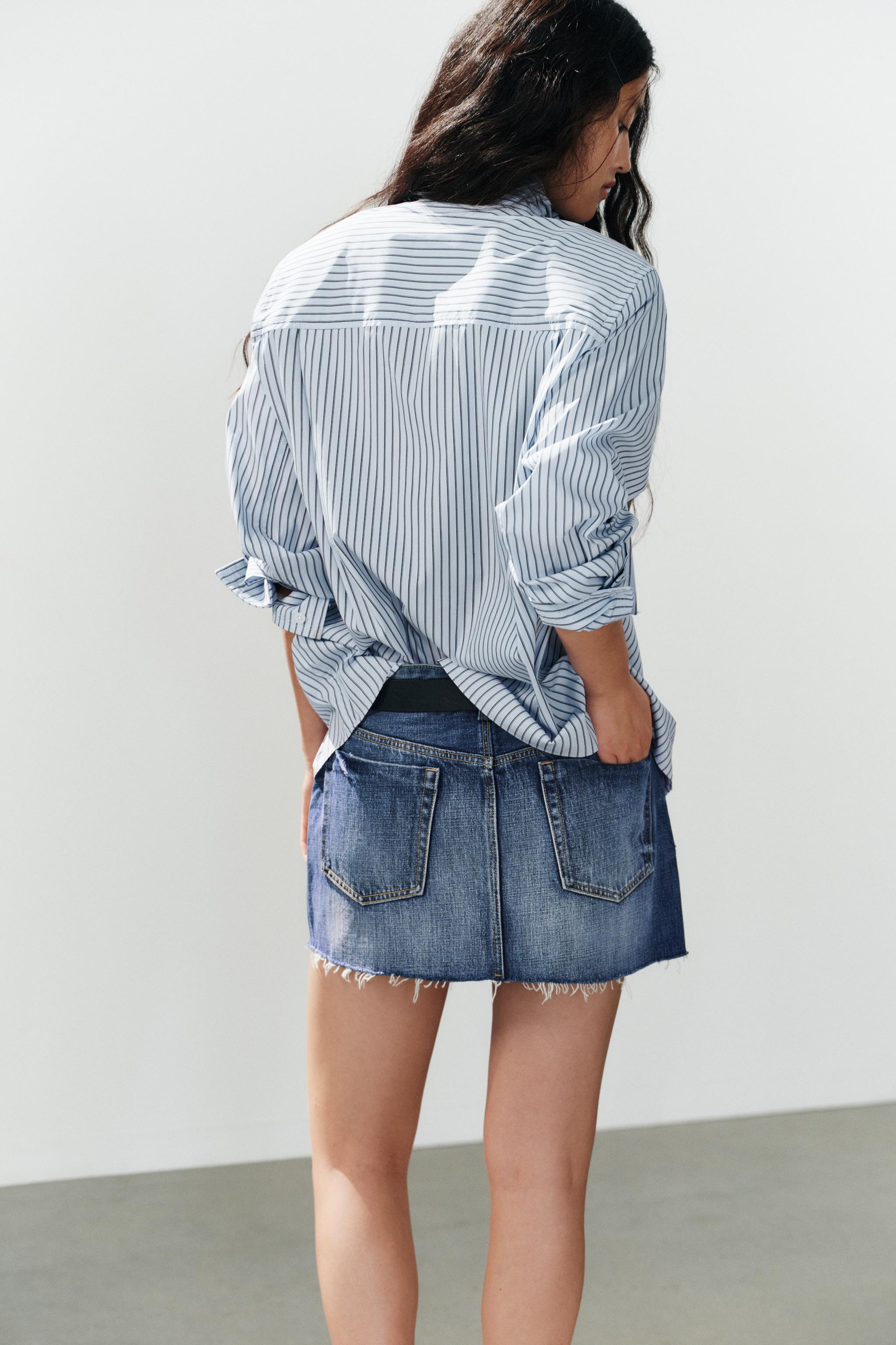 Женские рубашки Zara STRIPED BUCKLE SHOULDER PAD SHIRT — фото 5