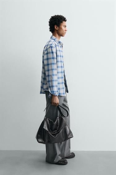 CHEMISE RELAXED FIT À CARREAUX - Bleu / Blanc de Zara - Image 3