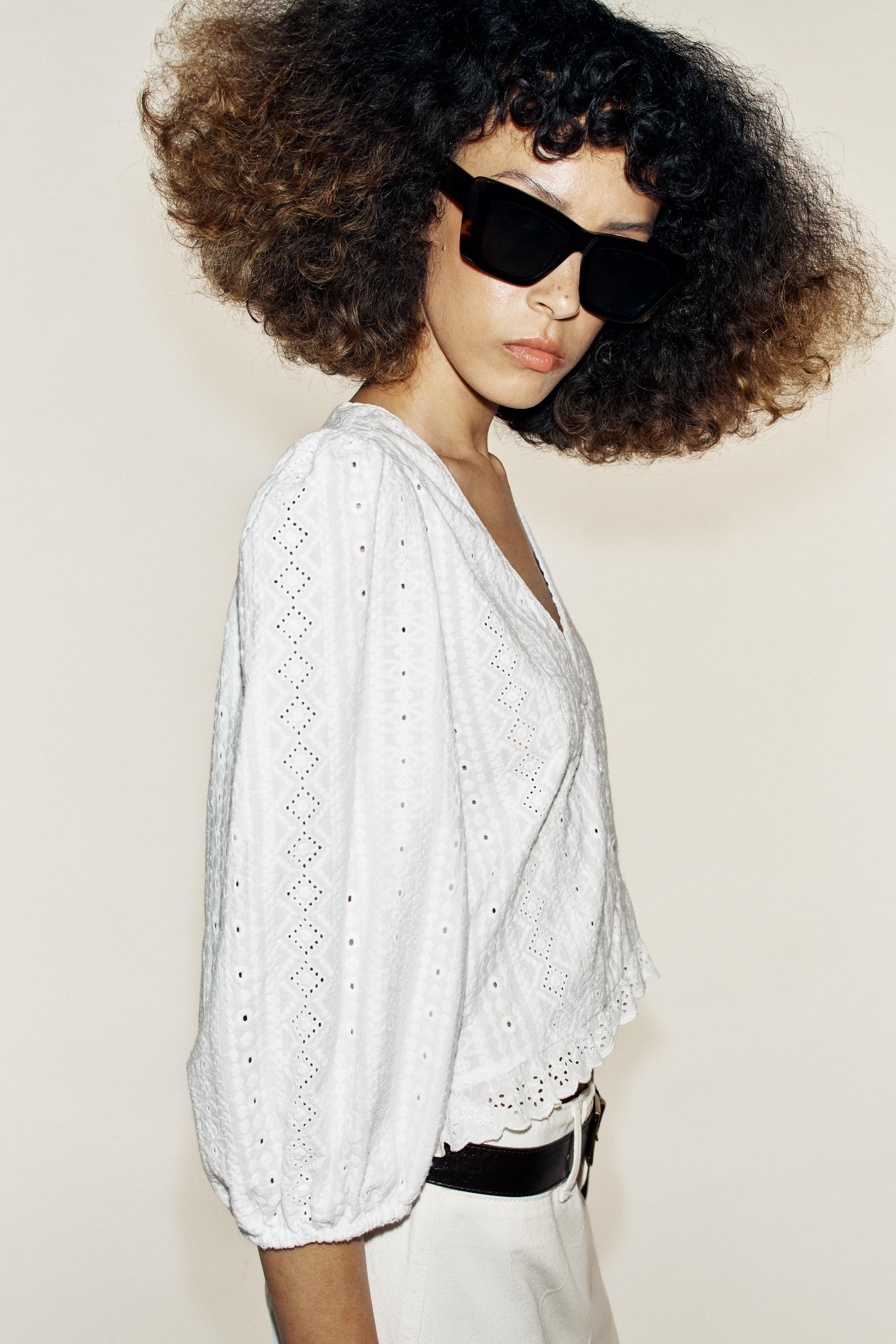 EYELET EMBROIDERED BLOUSE