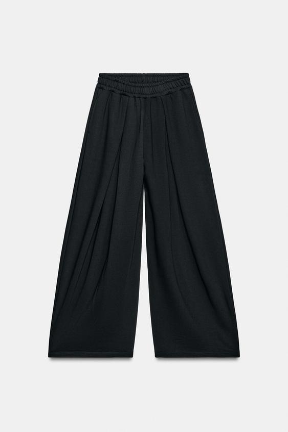 PAMTALÓN FELPA PLIEGUES - Negro de Zara - Imagen 0