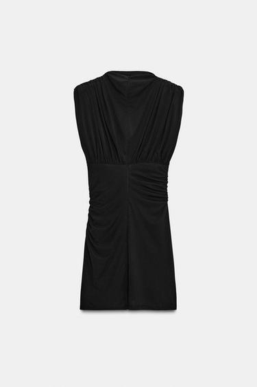 SHORT DRESS WITH SHOULDER PADS - Black by Zara - Image 5