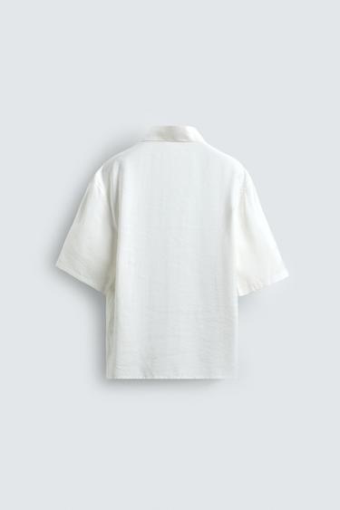 CHEMISE POLO FLUIDE À SURPIQÛRES - Écru de Zara - Image 6