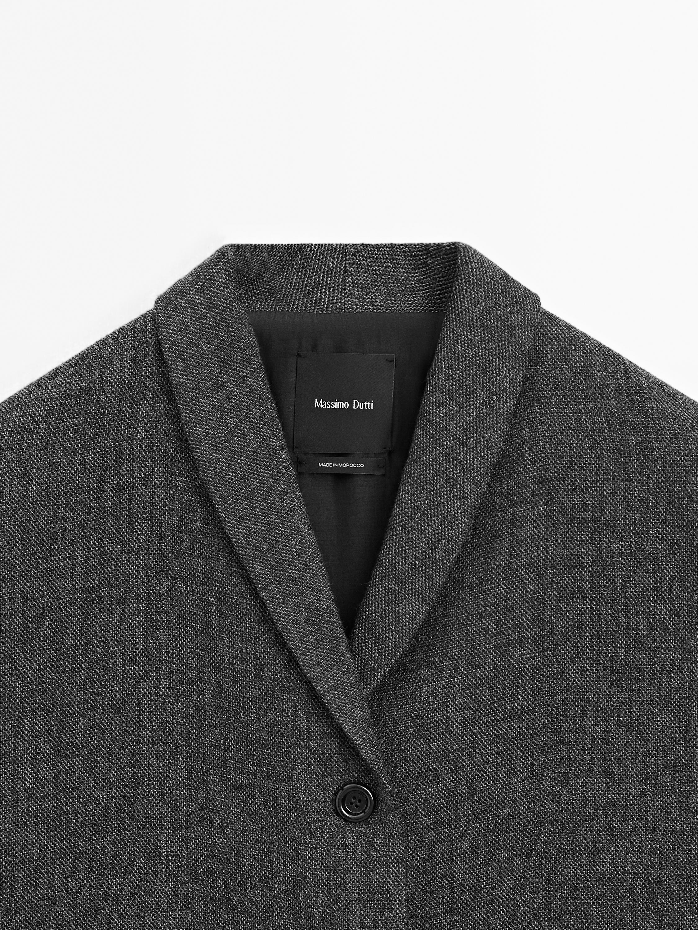 Manteau laine mi-long avec col à revers