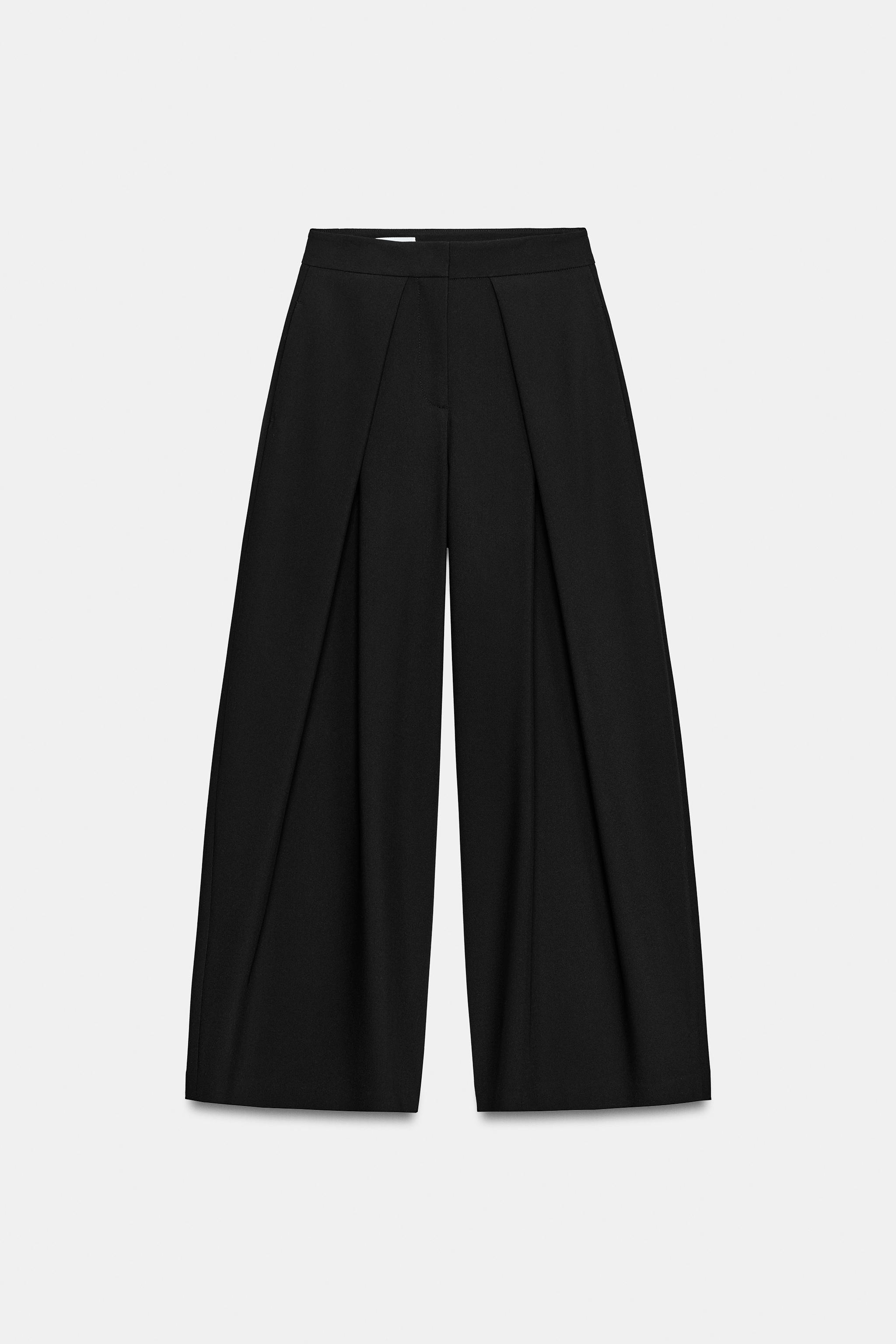 Zara Pilili Geniş Paça Pantolon görsel 6