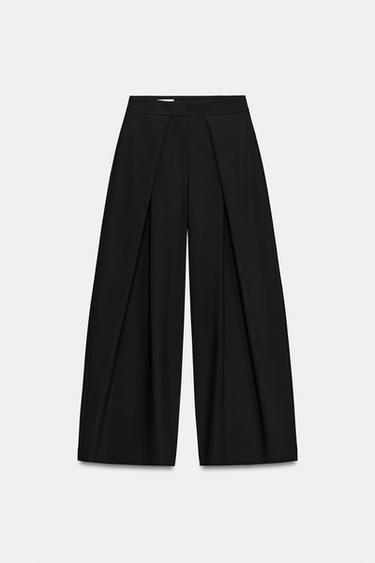 PANTALONI LARGHI PIEGHE - Nero di Zara