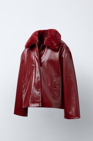 BLOUSON VERNIS COL AMOVIBLE - Bordeaux de Zara - Image 2