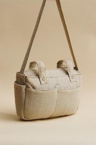 GESTREIFTE WICKELTASCHE AUS GAZE - Grün von Zara