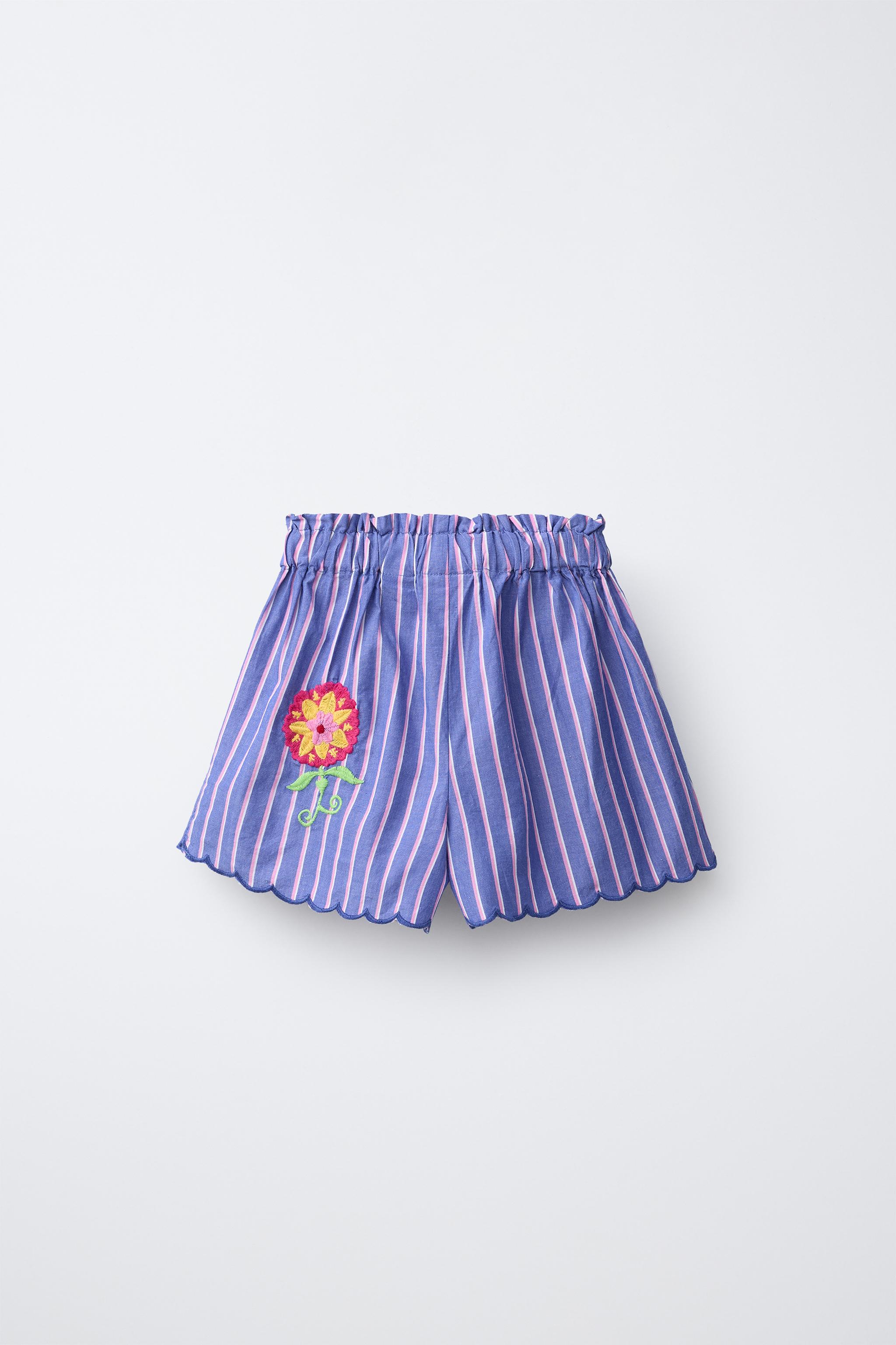 SISSEL EDELBO X ZARA KIDS EMBROIDERED STRIPED SHORTS