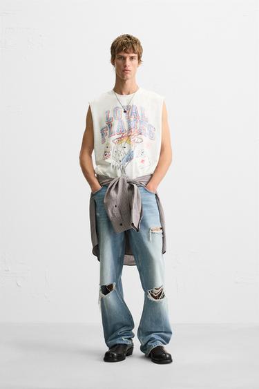 WASHED PRINT T-SHIRT - Oyster-white by Zara - Image 0