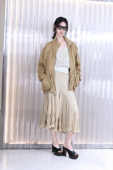 EMBROIDERED GAZE STRAP TOP - Oyster-white by Zara