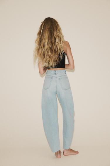 HIGH-WAIST BARREL TRF JEANS - Light blue by Zara - Image 4