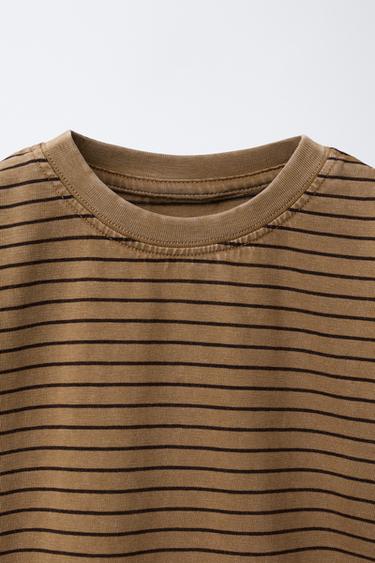 CAMISETA RAYAS LOGO - Marrón claro de Zara