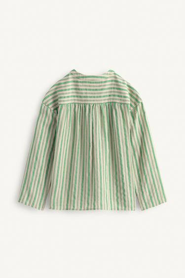 LIMITED EDITION STRIPED SHIRT WITH POCKET - Green stripe by Zara - Image 6