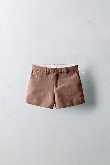 2-5 ANS/ BERMUDA AVEC LIN ÉDITION LIMITÉE - rose poudré de Zara