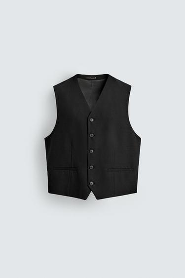 TEXTURED SUIT WAISTCOAT - Black by Zara