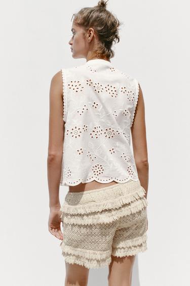 CHEMISE BRODERIES AJOURÉES - Blanc de Zara - Image 3