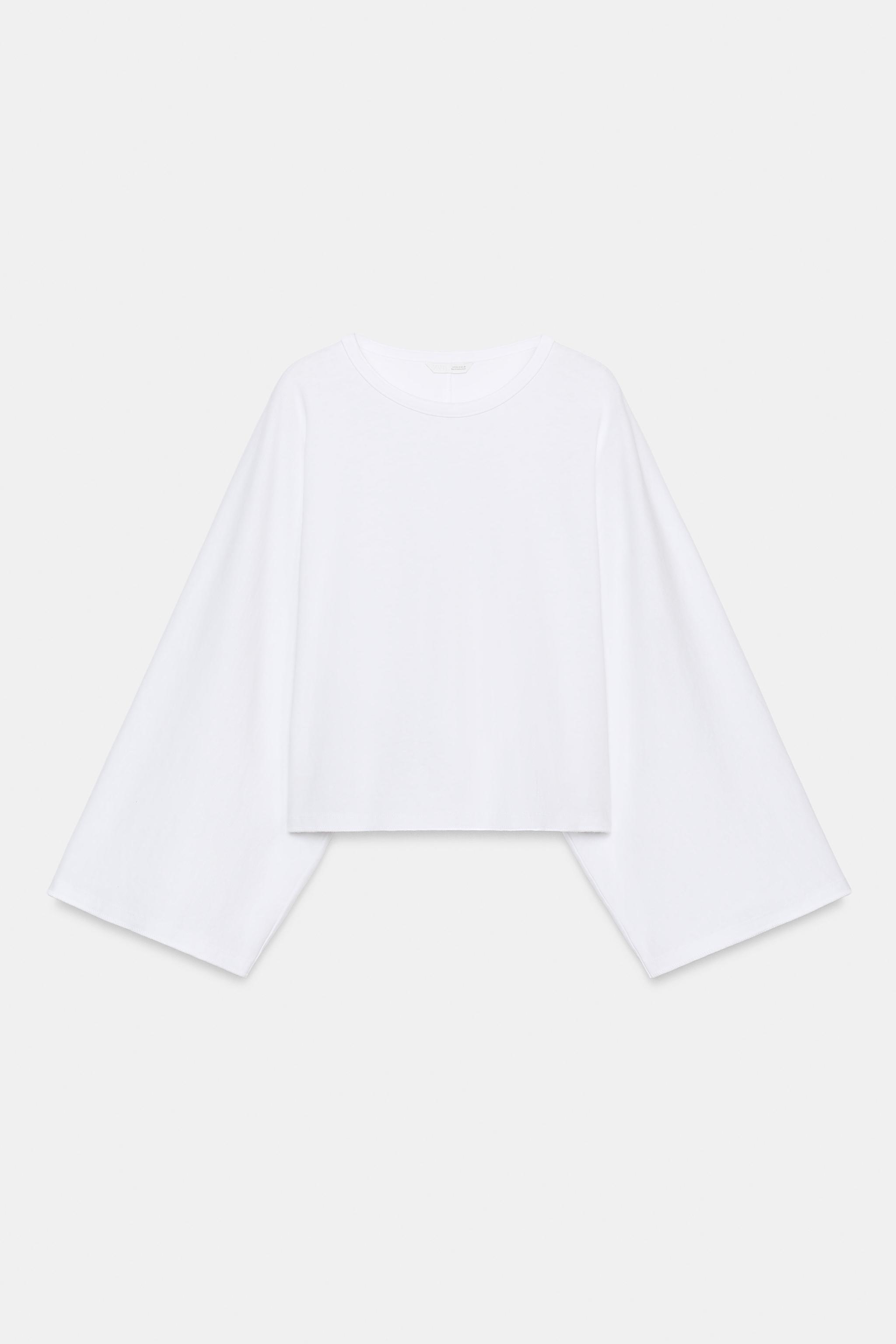 T-SHIRT EN COTON À MANCHES LARGES
