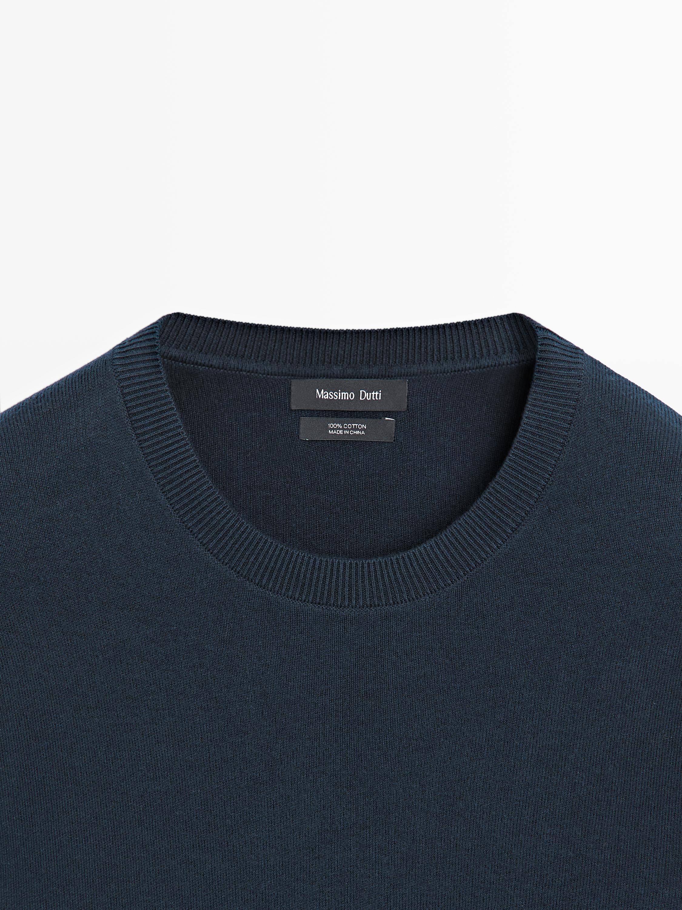 Knit 100% cotton crew neck sweater