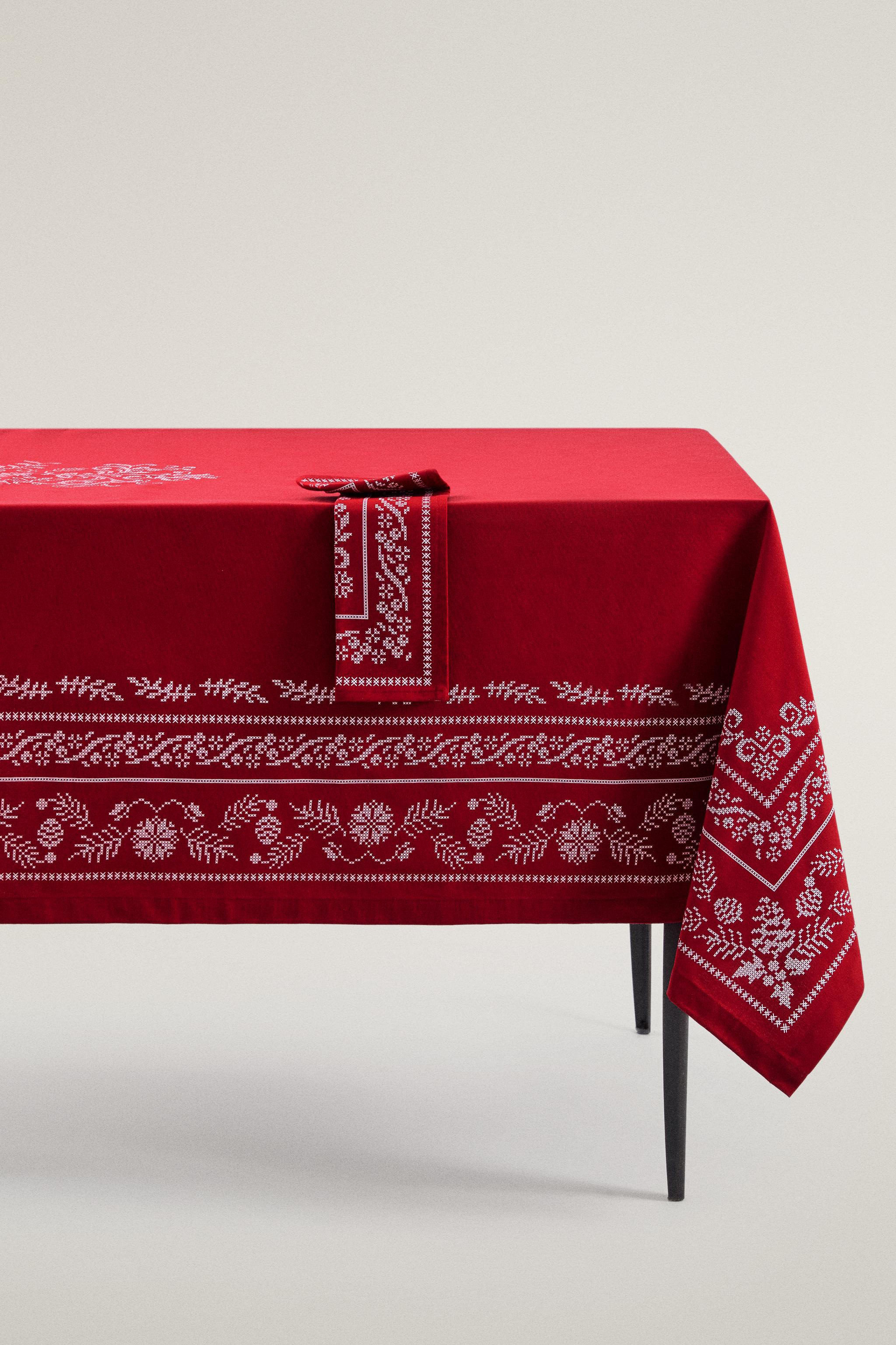 CHRISTMAS PRINTED COTTON TABLECLOTH