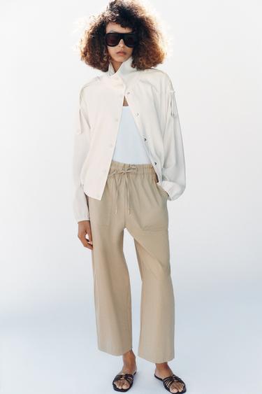 Zara HIGH COLLAR JACKET - Oyster-white