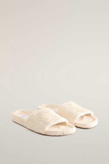 TERRY SLIDE SANDALS — Beige 2