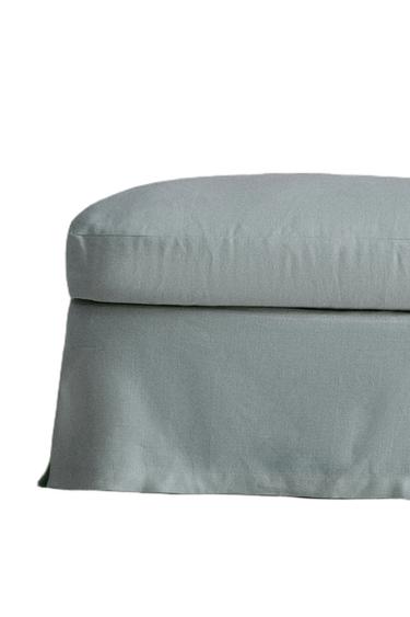 غلاف كتان لمسند القدمين FOOTSTOOL 01 - أزرق وسط الخاص بـ Zara
