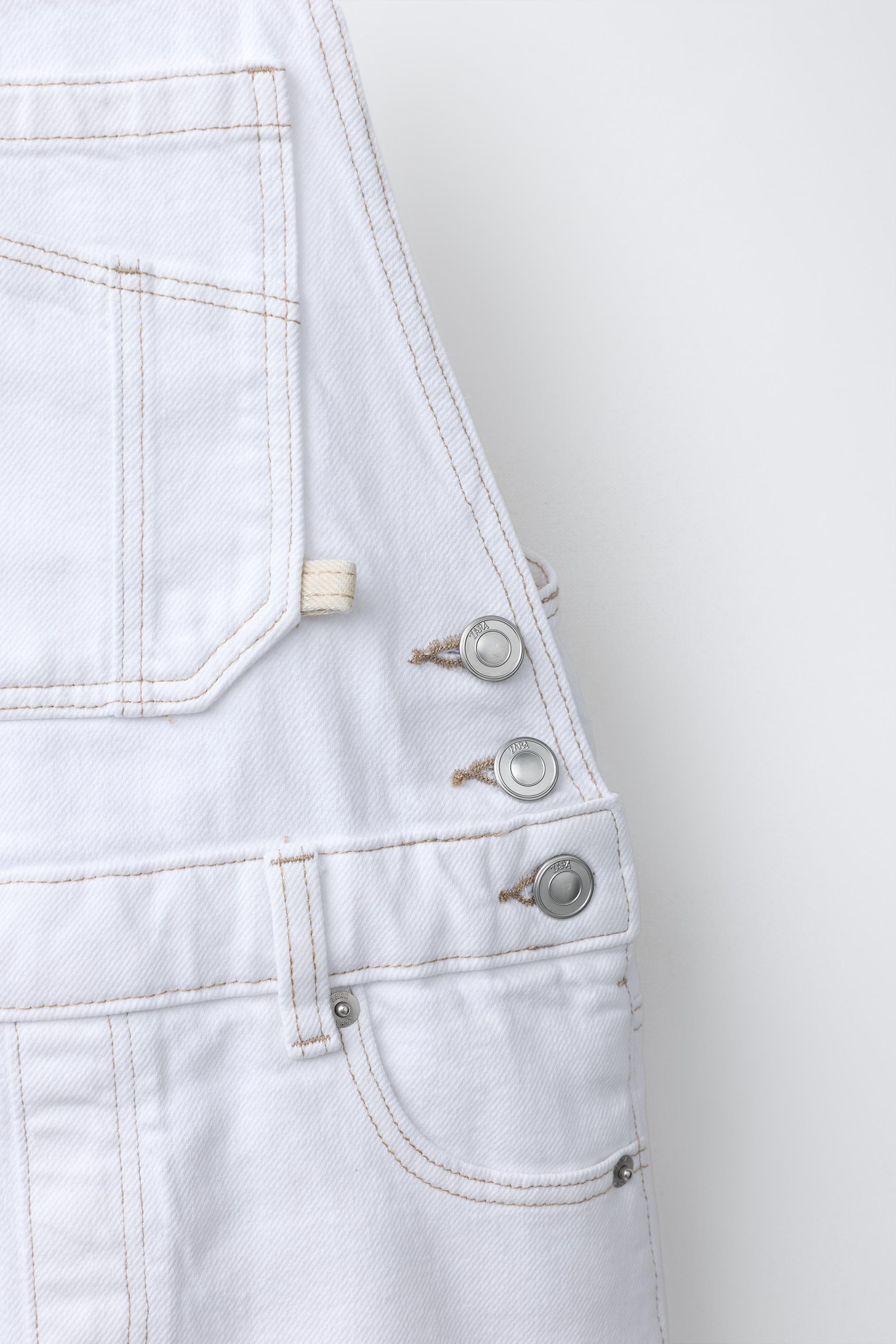 CONTRAST TOPSTITCH DENIM PINAFORE