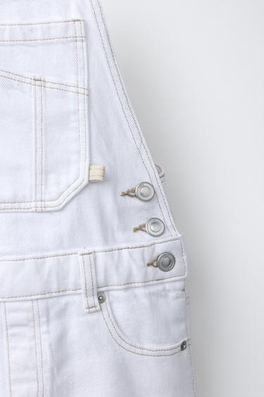 ROBE-SALOPETTE EN JEAN SURPIQÛRES CONTRASTANTES - Blanc de Zara - Image 3